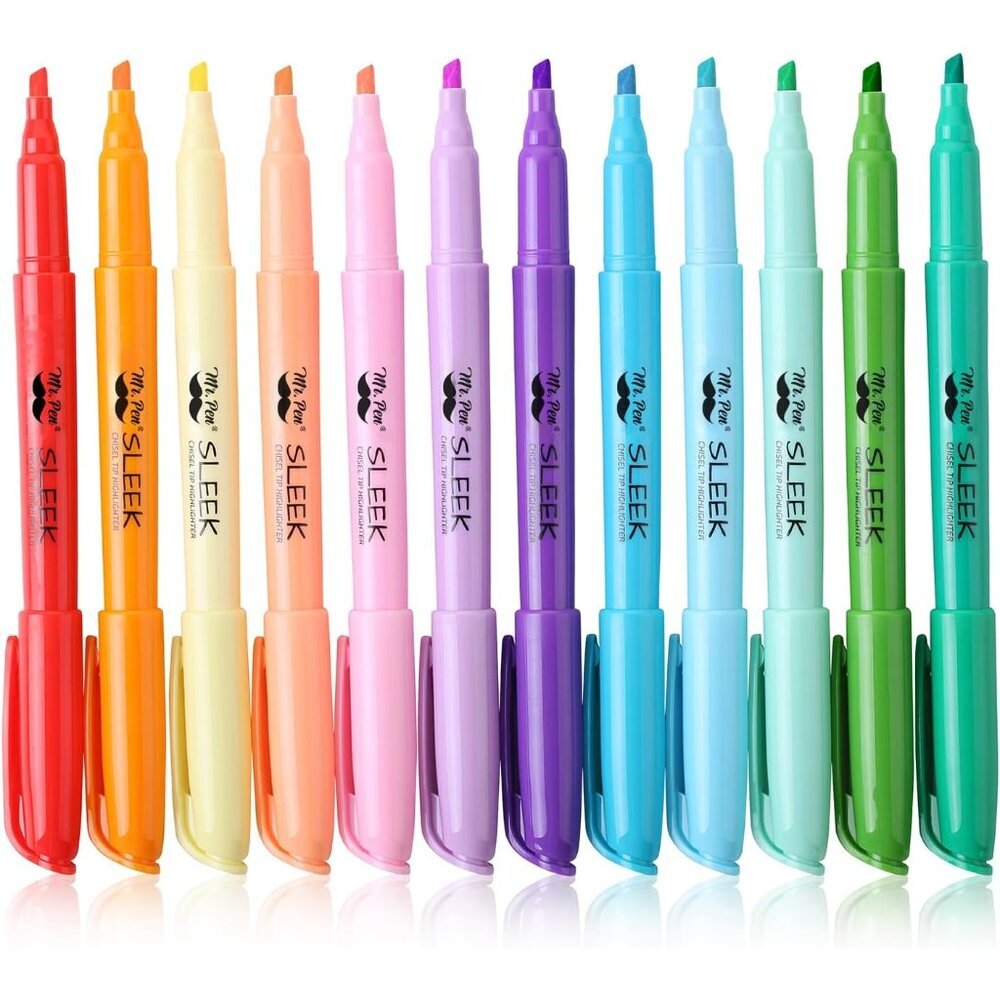 Pastel Highlighters, 12 Pack, Assorted Colors, Fast Dry, Highlighter Pastel, Set